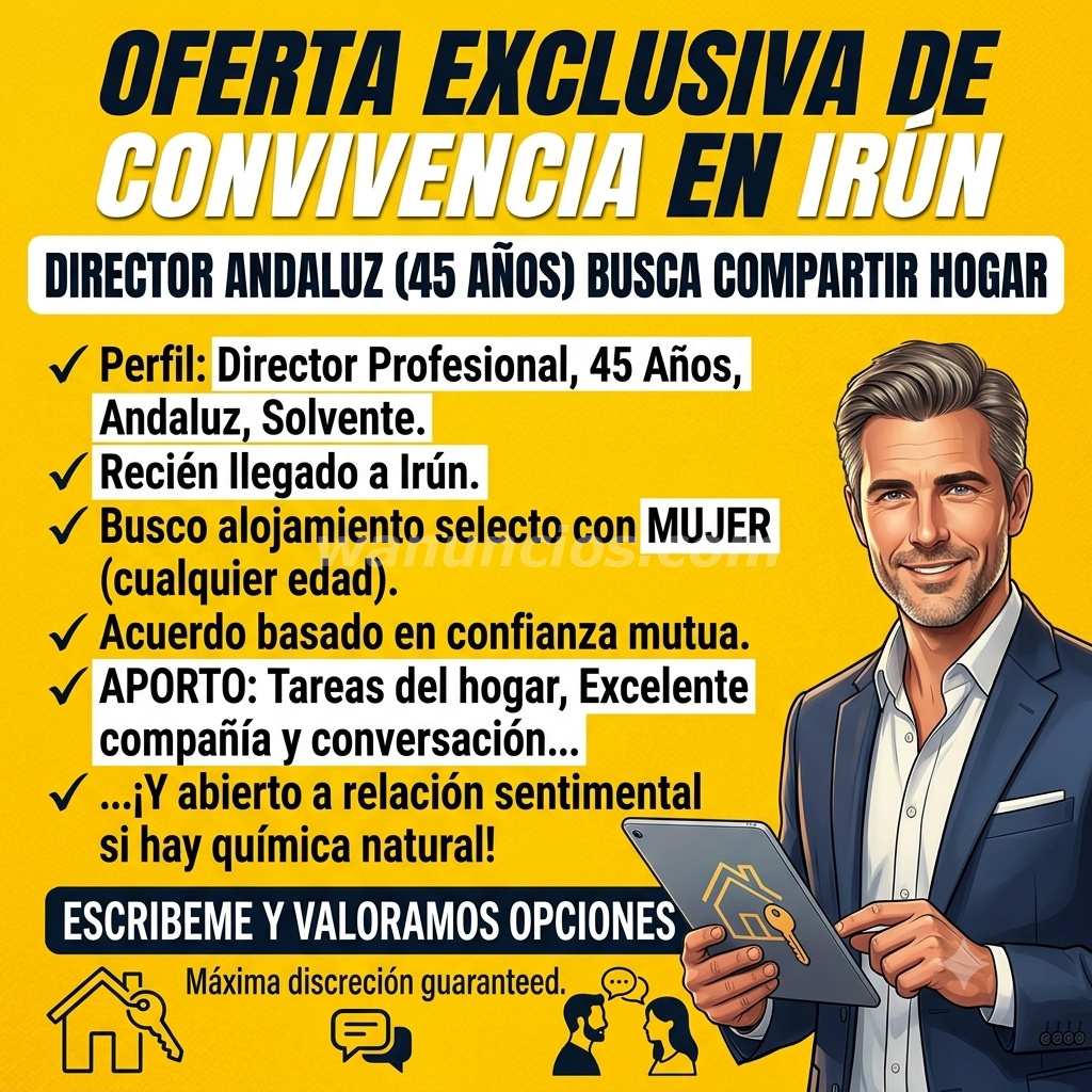 Profesional andaluz 45 años busca alojamiento / convivencia selecta Irun (Irun)