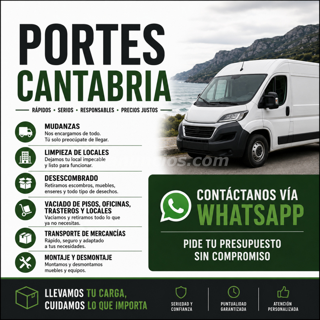 Portes mudanzas recogida de escombros vaciado de viviendas (Santander)