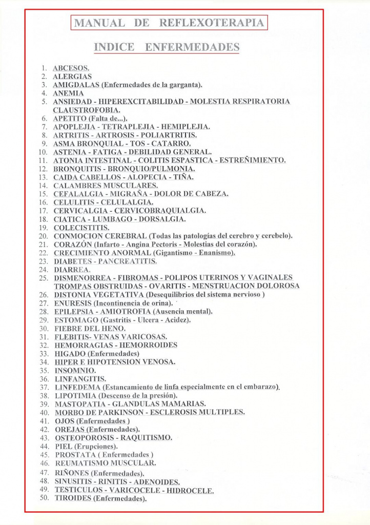 Reflexoterapia - 50 Patologias - (liquidacion unidades) (españa)