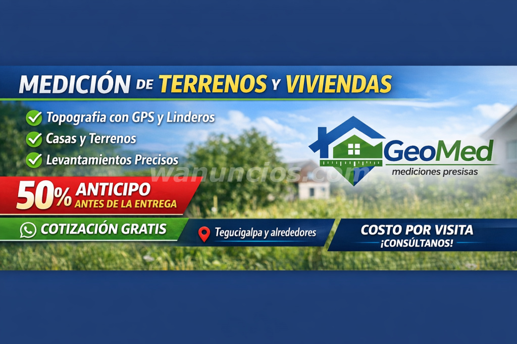 Mediciones de casas, locales, apartamentos y terrenos (Distrito Central)