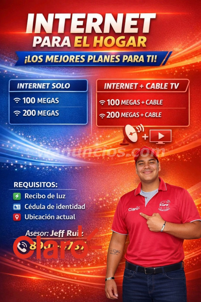 Adquiere tu servicio de Claro Hogar, Cable e Internet (Managua y Tipitapa)