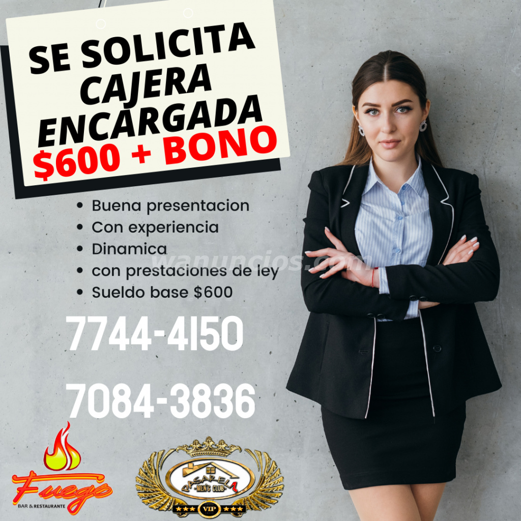 Se Solicita Cajera Encargada Sueldo Base 600 San Salvador 3928