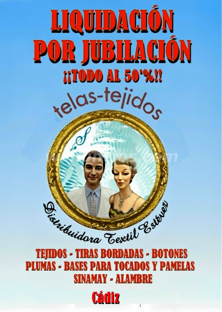 1 € - LIQUIDACIÓN DE TELAS Y TEJIDOS POR JUBILACIÓN: REBAJAS -50% (Cádiz)